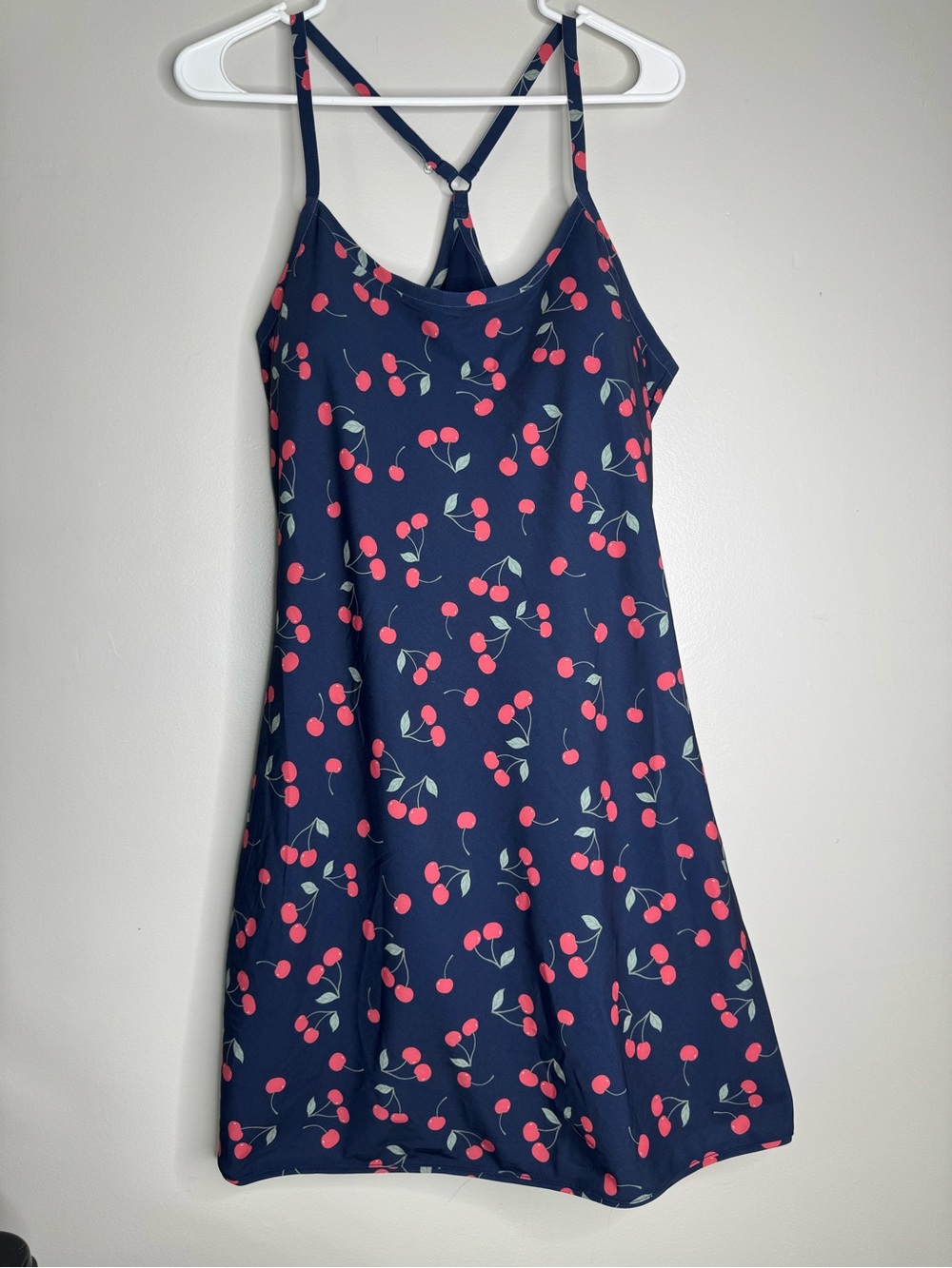 Outdoor Voices Navy Cherry-Print athletic dress